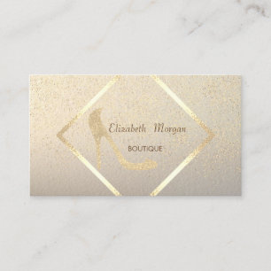 Moderne Elegante Hoge Hak, Gouden Frame, Confetti Visitekaartje