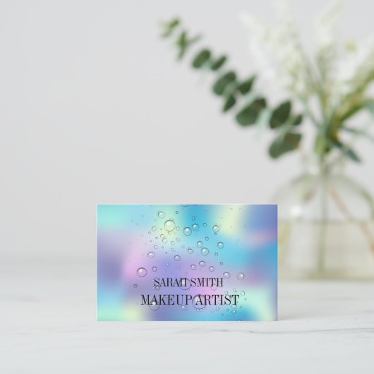 Moderne, elegante holografie, waterdruppels bedrij visitekaartje (Staand voorkant)
