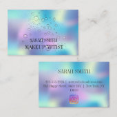 Moderne, elegante holografie, waterdruppels bedrij visitekaartje (Voorkant / Achterkant)