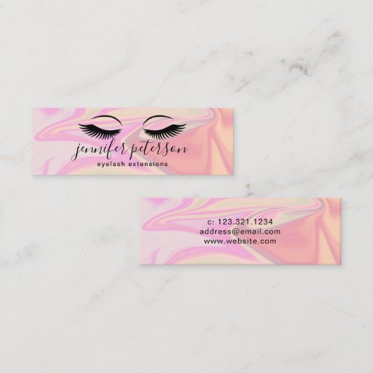 Moderne elegante holografische eyelash-extensies mini visitekaartje (Voorkant / Achterkant)