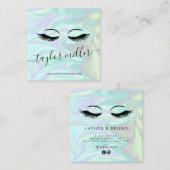 Moderne elegante holografische eyelash-extensies vierkante visitekaartje (Voorkant / Achterkant)