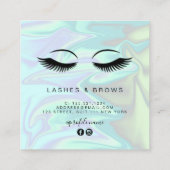 Moderne elegante holografische eyelash-extensies vierkante visitekaartje (Achterkant)