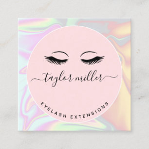 Moderne elegante holografische eyelash-extensies vierkante visitekaartje