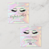 Moderne elegante holografische eyelash-extensies vierkante visitekaartje (Voorkant / Achterkant)