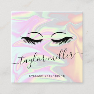 Moderne elegante holografische eyelash-extensies vierkante visitekaartje