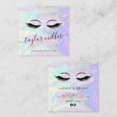 Moderne elegante holografische eyelash-extensies vierkante visitekaartje (Voorkant / Achterkant)
