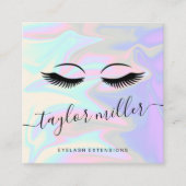 Moderne elegante holografische eyelash-extensies vierkante visitekaartje (Voorkant)