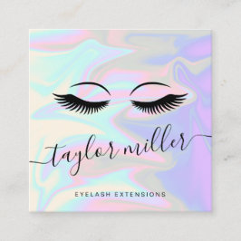 Moderne elegante holografische eyelash-extensies vierkante visitekaartje