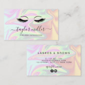 Moderne elegante holografische eyelash-extensies visitekaartje (Voorkant / Achterkant)
