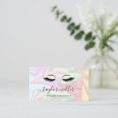 Moderne elegante holografische eyelash-extensies visitekaartje (Staand voorkant)