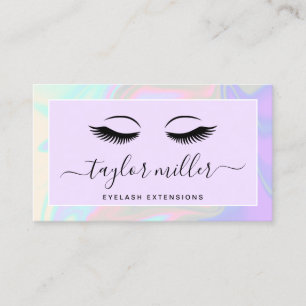 Moderne elegante holografische eyelash-extensies visitekaartje