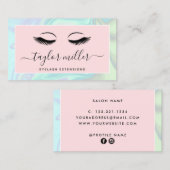 Moderne elegante holografische eyelash-extensies visitekaartje (Voorkant / Achterkant)