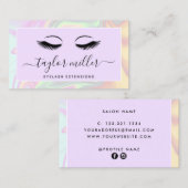 Moderne elegante holografische eyelash-extensies visitekaartje (Voorkant / Achterkant)