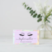 Moderne elegante holografische eyelash-extensies visitekaartje (Staand voorkant)