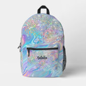 Moderne elegante holografische glitter iriserend b bedrukte rugzak (Voorkant)