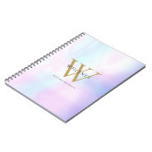 Moderne Elegante Holografische Gouden Monogram Naa Notitieboek (Linkerzijde)
