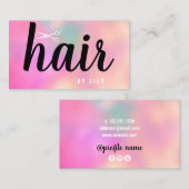 Moderne, elegante holografische haarstylisschaar visitekaartje (Voorkant / Achterkant)