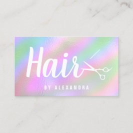 Moderne, elegante holografische haarstylisschaar visitekaartje