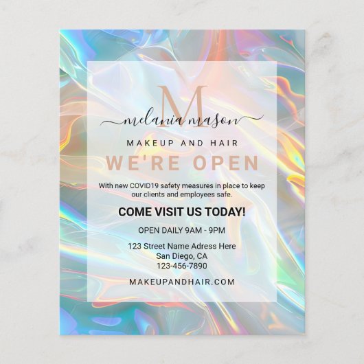 Moderne Elegante Holografische Irediscent Flyer (Voorkant)