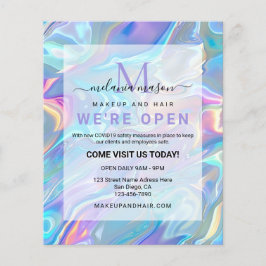 Moderne Elegante Holografische Iridiserende Blauwe Flyer