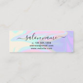 Moderne, elegante holografische make-up & haar mini visitekaartje (Achterkant)
