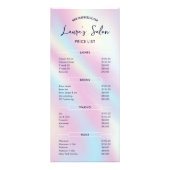 Moderne Elegante Holografische Salon Menu Prijslij (Voorkant)