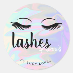 Moderne elegante holografische zweepslagen en bout ronde sticker
