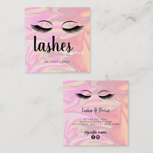 Moderne elegante holografische zweepslagen en bout vierkante visitekaartje (Voorkant / Achterkant)