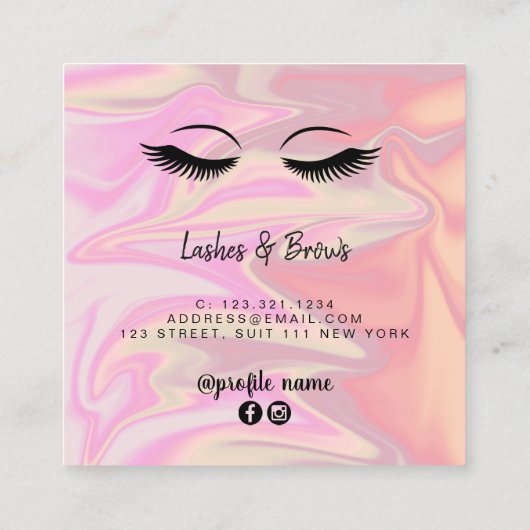 Moderne elegante holografische zweepslagen en bout vierkante visitekaartje (Achterkant)