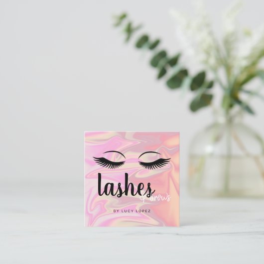 Moderne elegante holografische zweepslagen en bout vierkante visitekaartje (Staand voorkant)