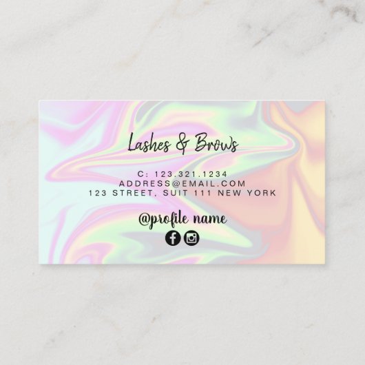 Moderne elegante holografische zweepslagen en bout visitekaartje (Achterkant)