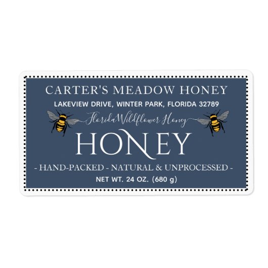 Moderne Elegante Honing Aangepaste Verzendlabels Etiket (Voorkant)