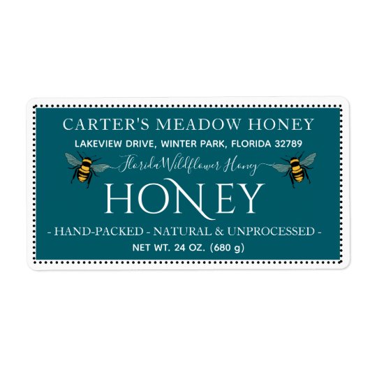 Moderne Elegante Honing Aangepaste Verzendlabels Etiket (Voorkant)