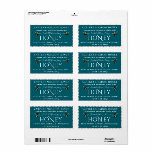 Moderne Elegante Honing Aangepaste Verzendlabels Etiket (Full Sheet)