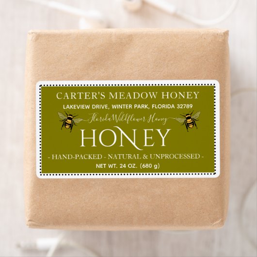 Moderne Elegante Honing Aangepaste Verzendlabels Etiket (Insitu)