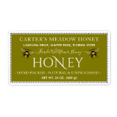 Moderne Elegante Honing Aangepaste Verzendlabels Etiket (Voorkant)