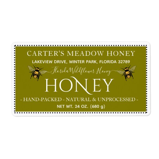 Moderne Elegante Honing Aangepaste Verzendlabels Etiket (Voorkant)