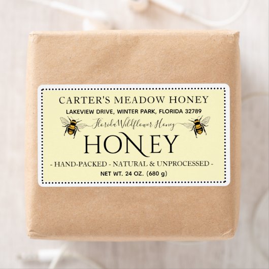 Moderne Elegante Honing Aangepaste Verzendlabels Etiket (Insitu)