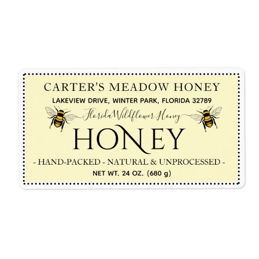 Moderne Elegante Honing Aangepaste Verzendlabels Etiket (Voorkant)