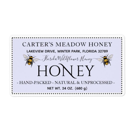 Moderne Elegante Honing Aangepaste Verzendlabels Etiket (Voorkant)