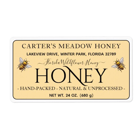 Moderne Elegante Honing Verzendlabels - Bewerkbaar Etiket (Voorkant)