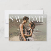 Moderne Elegante Horizontale Script Huwelijksfoto Save The Date (Voorkant)