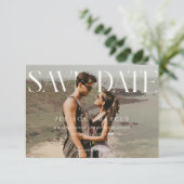 Moderne Elegante Horizontale Script Huwelijksfoto Save The Date (Staand voorkant)