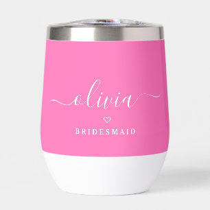 Moderne Elegante Hot Pink Bruidsmeisje Custom Name