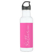 Moderne Elegante Hot Pink Custom Name Waterfles (Voorkant)