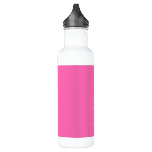 Moderne Elegante Hot Pink Custom Name Waterfles (Links)