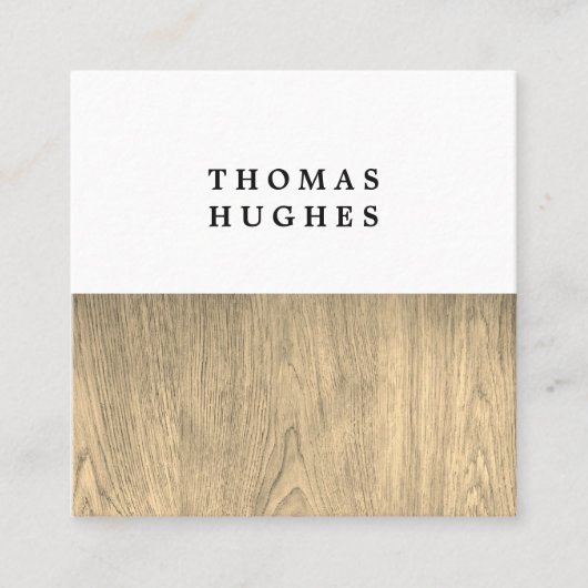 Moderne Elegante Houten Consultant Vierkante Visitekaartje (Voorkant)