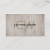 Moderne Elegante Houten Monogram Consultant Visitekaartje (Voorkant)