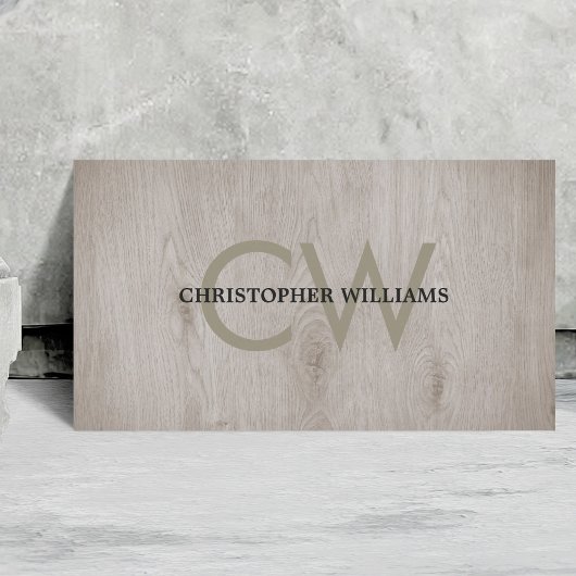 Moderne Elegante Houten Monogram Consultant Visitekaartje