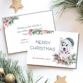 Moderne Elegante Husky Hond Vrolijk Kerstfeest Feestdagenkaart
